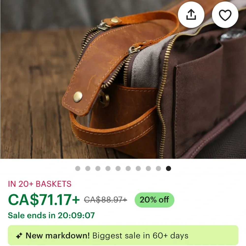 🍾🥂Host pick🎉NWOT waxed canvas & leather Men's toiletry Bag - Picture 7 of 10